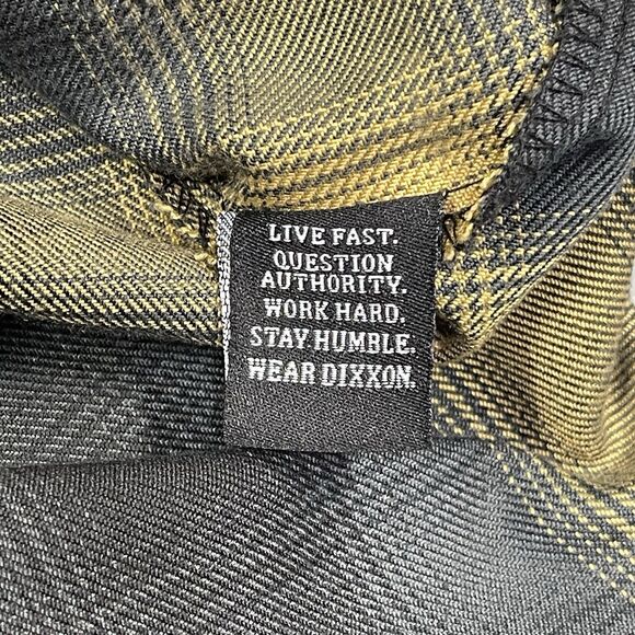DIXXON Shirt Womens Small Black Gold Oil The Panhandle Plaid Snap Buttons - Picture 6 of 12